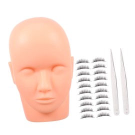 TOVINANNA 1set Eyelash Extension Practice Mannequin Makeup Training Tweezers Fake Eyelashes for Home Salon Use for Cosmetology Students and Makeup Enthusiasts