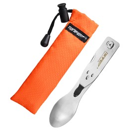 TONIFE MealBud 3 in 1 Camping Cutlery Set includes Knife, Fork and Spoon, Portable Camping Utensils with Nylon Storage Bag Stainless Steel Cutlery for Traveling and Camping