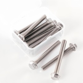 YIIFLY M8 x 70mm Flanged Hex Head Bolts Flange Hexagon Screws, M8x1.25 Bolt, 304 Stainless Steel(A2-70), Bright Finish, Fully Threaded, Hexagon Head Bolts, Quantity 10