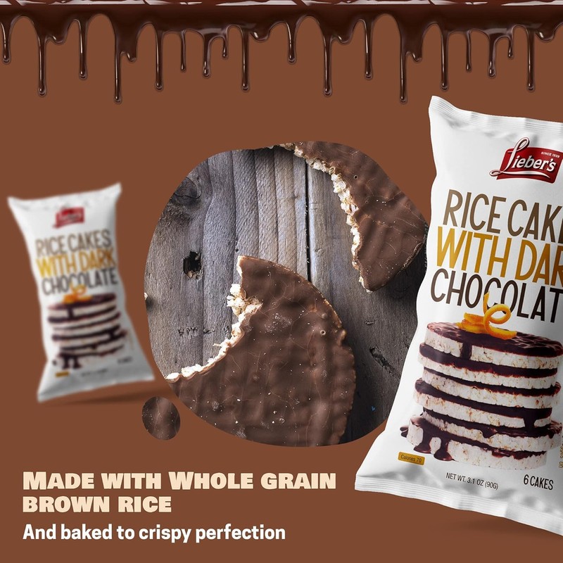 LIEBERS Dark Chocolate Rice Cakes, Pack Of 3 Kosher Certified