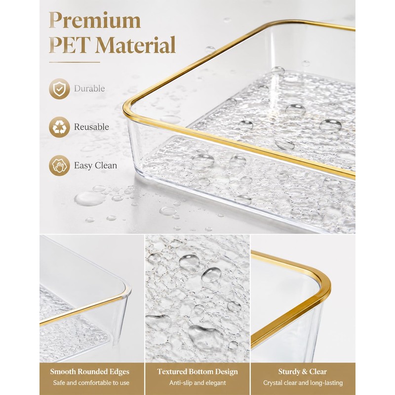 Clear Acrylic Tray, 6 Pack Acrylic Serving Trays Deep Serving
