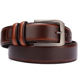 beltox fine Men’s Casual Leather Jeans Belts 1 1/2” Wide 4MM Thick Alloy Prong Buckle Work Dress Belt for Men（Cognac，34-36）