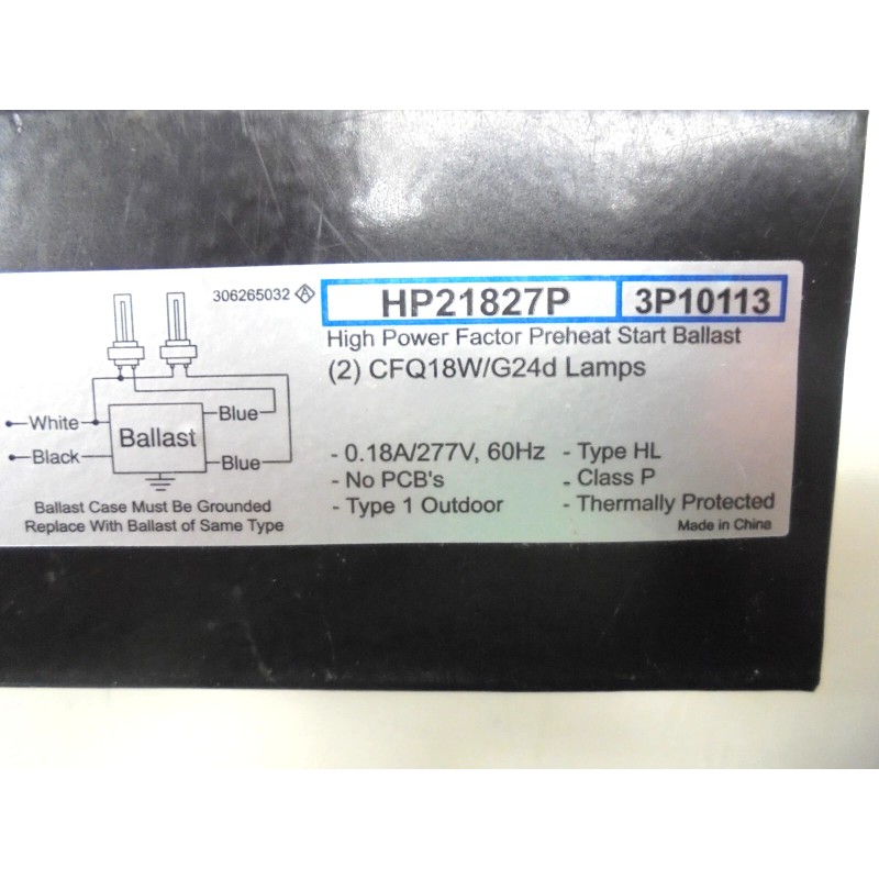 Robertson HP21827P 18W Type 1 Preheat Start Lighting Ballast 277V