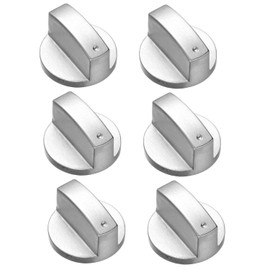 6 Pcs Zinc Alloy Stove Control Knobs - 6mm Universal Gas Oven Switch Knobs, D-Shaped Metal Igniter Switch for Cooktop (Round)