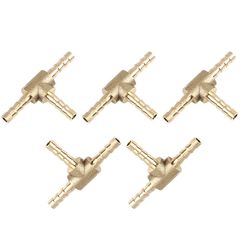 X AUTOHAUX 4mm Hose Barb Brass 3 Way Tee Connector