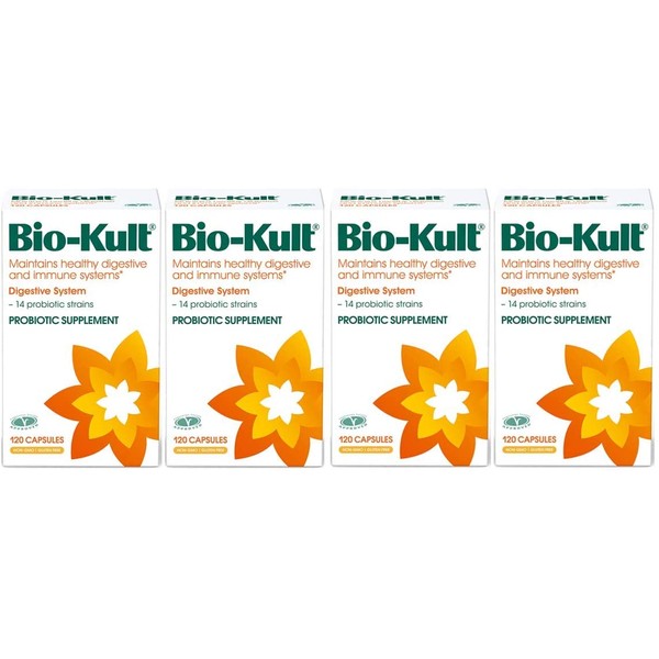 Bio-Kult Advanced Probiotics -14 Strains, Probiotic Supplement, Probiotics for Adults, Lactobacillus Acidophilus, No Need for Refrigeration, Non-GMO, Gluten Free Capsules-120 Count (Pack of 4)