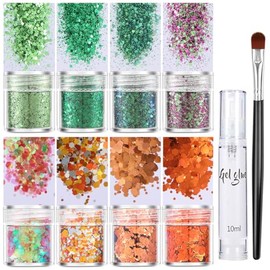 Gesicht Glitzer Make Up, 8 Farben Festival Glitzer Gesicht Sequin Set, Glitzer Gesicht & Body Karneval Schminke, Festival Pailletten Set Für Nägel Augen Lippen Haare Körper