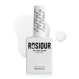 Rosiour HEMA-Free White Gel Nail Polish for French Tip, 18 ML One Step Gel Nail Polish 3-in-1, No Need Base and Top Coat Easy DIY Nail Art, Soak Off U V Gel Polish for Women Girl Nail Lovers