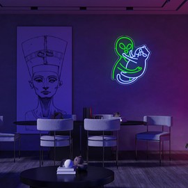 Alien Cat Neon Sign, Alien LED Neon Light for Wall Decor Cat Led Sign for Bedroom Game Room Decoration Gift for Teen Boy Girl Dimmable USB Powered(14.2"*12.9")