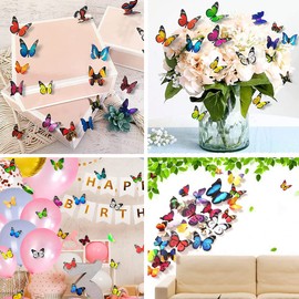 Tianorcan 43 PCS Butterfly Wall Decor, Plastic Butterflies Sticker Waterproof Removable Reusable Mural Wall Decals for Home Room Bedroom Nursery Party Decorations