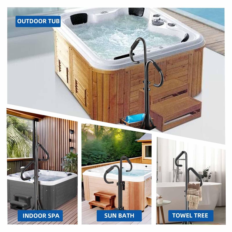 Two-Way Hot Tub Handrails w/Slide-Under Mount Base ，360° Swive SPA