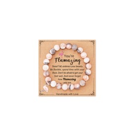 Blue Drop Flamingo Bracelet for Women Crystal Beaded Natural Healing Stone Bracelet Never Forget How Flamazing You Are Flamingo Bracelet Inspirational Friendship Jewelry, Pink