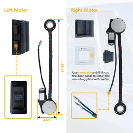 Universal Electric Power Window Lift Roll Up Regulator Conversion Kit w/Switches, Wiring & Mounting Hardware | Fit for 2-Door Vehicles with Manual Windows, Sedan, Pickup, Off-Road, Vans, SUV