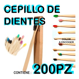 Paquete 200 Cepillo Dientes Bambú Biodegradable Suave