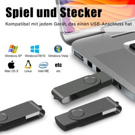 USB Stick 2 GB Pack of 10 Memory Stick USB 2.0 Transmemory Memory Stick (Black)