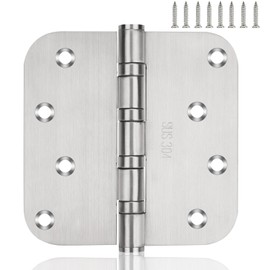 304 Stainless Steel Door Hinges 4 Inch Heavy Duty Ball Bearing Interior & Exterior Door Hinges 4'' X 4'' for Left & Right Doors with 5/8" Radius Corners-3 Pack