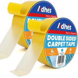 ADHES Double Sided Carpet Tape for Area Rugs – 2 Inch x 30 Yards x 2 Rolls, Heavy Duty Adhesive, Residue-Free, Rug Grippers for Hardwood Floors, Tile, and Carpeted Surfaces
