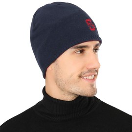 DOANNOTIUM - Gorro de Punto para Hombre, diseño de Calavera, Vino Rojo&Negro, Medium