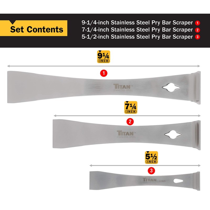 Titan 17007 3-Piece Stainless Steel Pry Bar Scraper Set