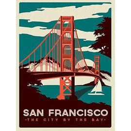 Shawprint San Francisco, Retro Metal Fridge Magnet, 100mm x 75mm, Novelty Gift