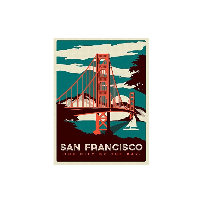 Shawprint San Francisco, Retro Metal Fridge Magnet, 100mm x 75mm,