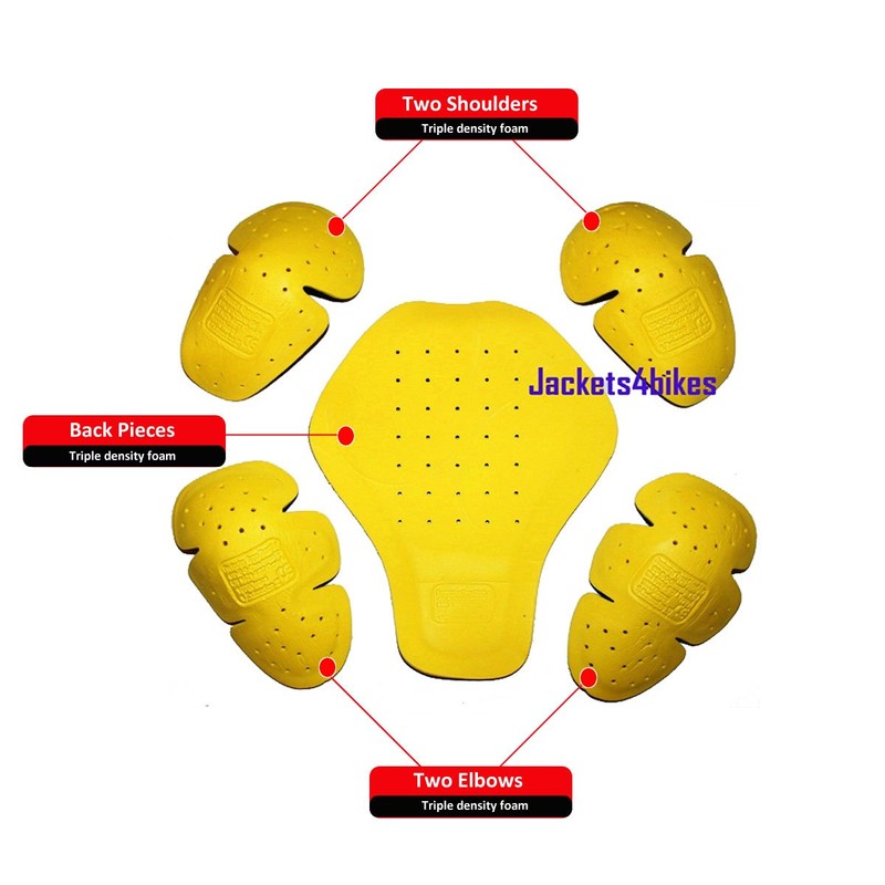 5-PC Triple Density CE Removable Armor For Motorcycle Street Biker
