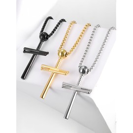 Aloluo Baseball Cross Necklaces for Men Women Stainless Steel Silver Plated Baseball Bat Pendant Necklace Sport Jewelry Gifts