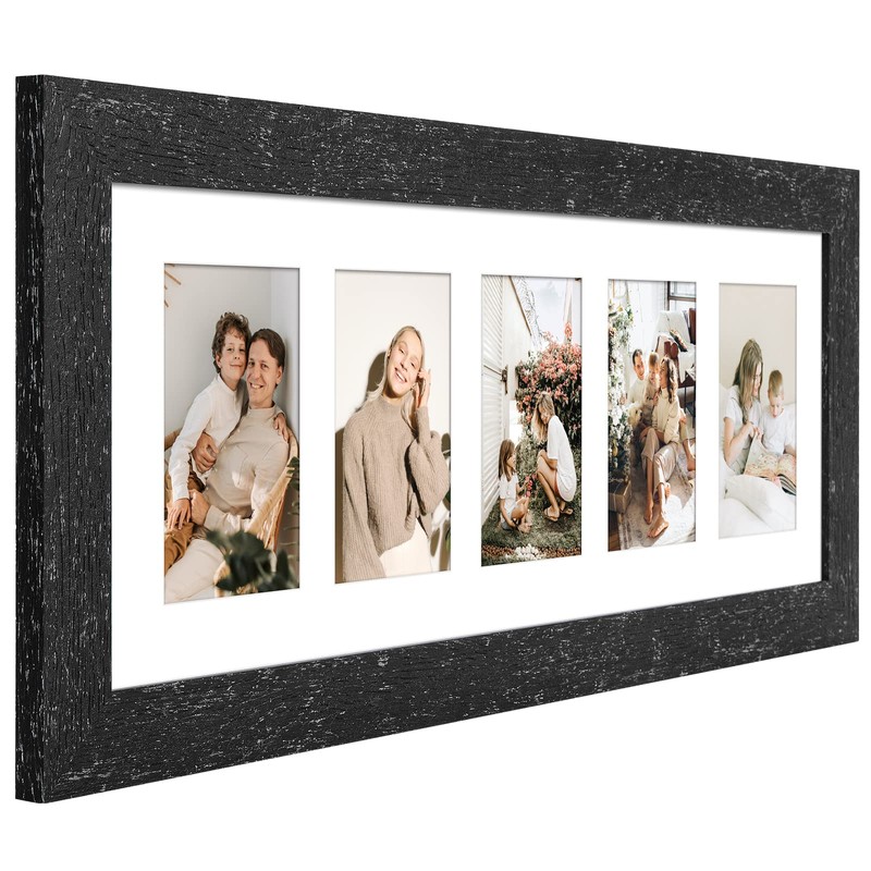 Gaevuian 8x24 Picture Frame Display 5 opening 4X6 Picture Frame