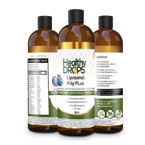 Health Drop Liposomal Poly Plus ORGANIC 16oz NON-GMO SOY FREE