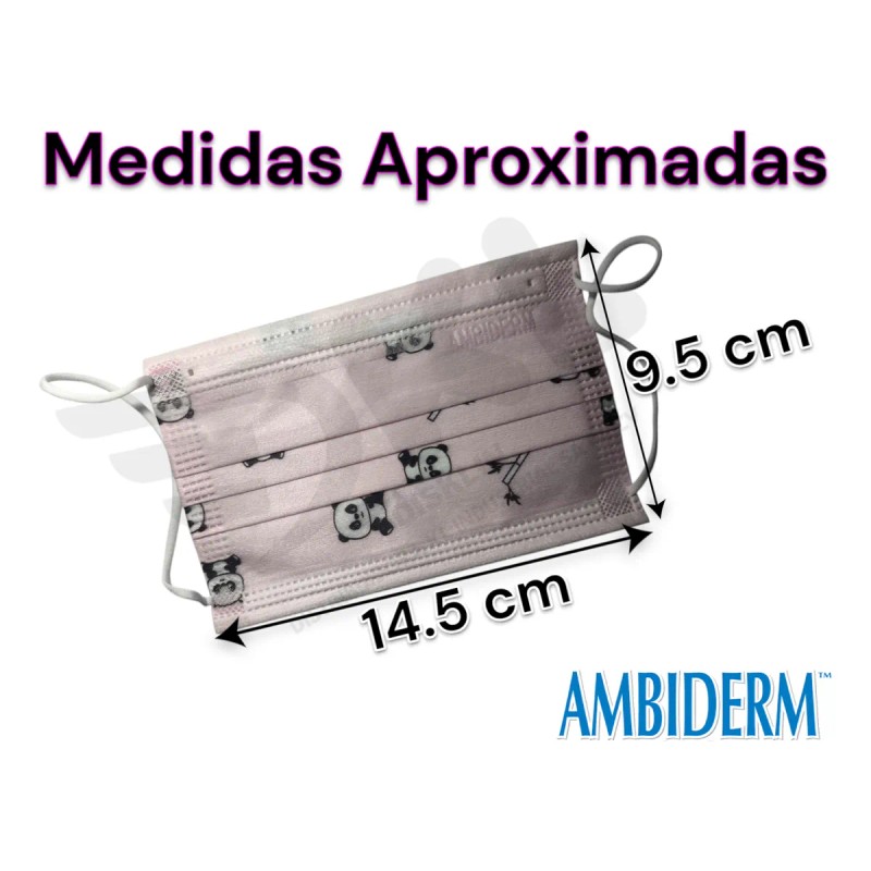 Ambiderm 250 Cubre Bocas Tricapa Infantil Niños Termosellado