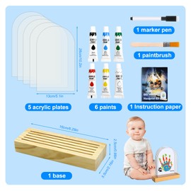 SENLINLIN Handprint Set Family with Space for 5, Baby Handprint and Footprint Set, Finger Paints Children Non-Toxic, Imprint Set Baby Hand and Foot, Perfect Birth Gift for Girls and Boys