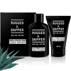RUGGED & DAPPER - Daily Facial Duo - Skin Care Set - Age + Damage Defense Facial Moisturizer - Daily Power Scrub Cleanser - Natural & Organic Ingredie