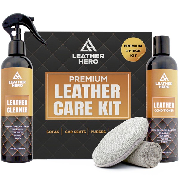 Leather Cleaner and Conditioner Kit – 4-Piece Set with Best