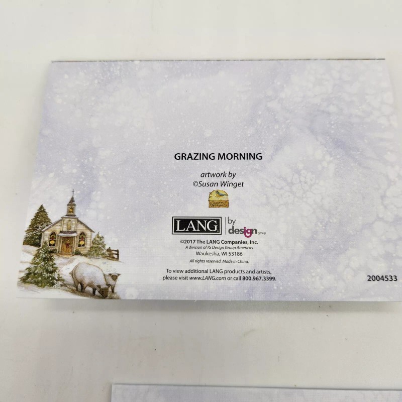 Lang One LANG Petite Linen Glitter Christmas Card & Stamp