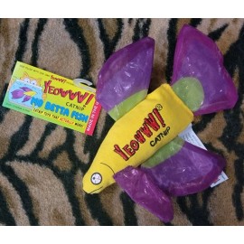 Yeowww! Cat Kitten Catnip Betta Fish Crinkle Toy Var. Colors Red Purp Blue Ea.
