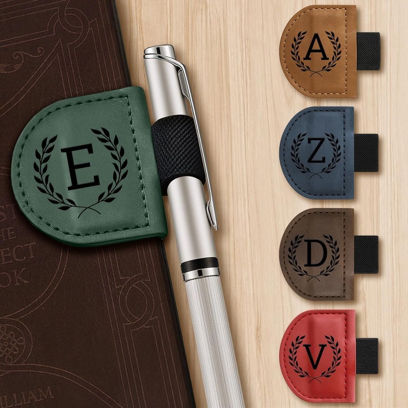 2026 New Magnetic Leather Pen Holder Bookmark, Secure Clip, Premium