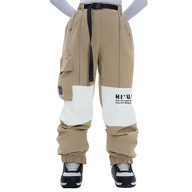 HIGH EXPERIENCE Ski Pants Snow Snowboard Pants Waterproof Insulated Baggy Windproof Hiking Winter Warm for Men Women (Khaki, Small)