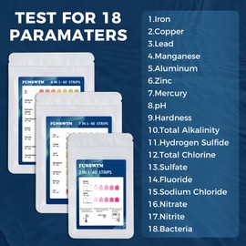 Home Water Testing Kits for Drinking Water: 18 in 1 Well Water Test Kit 200 Strips with 5 Tests for Bacteria to Detecting Fluoride Hardness Iron, etc