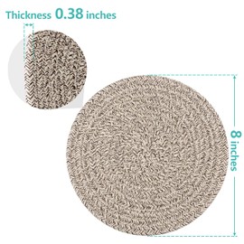 Trivets for Hot Pots and Pans 8 inches 2 Pcs, Trivet for Hot Dishes, Hot Pads for Kitchen Table, Cooking Potholder Set, Large Coasters Cotton Mat to Protect Counter (Brown)