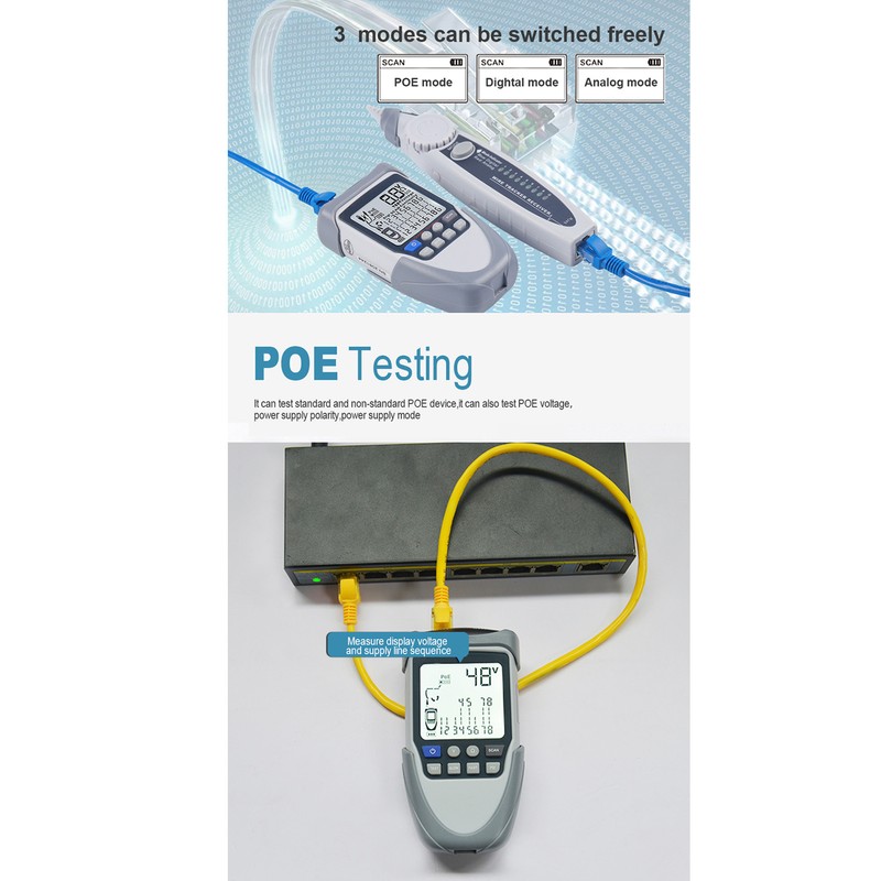 Network Cable Tester LCD Digital Analog Multifunction POE Wire Tracker