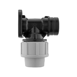 MDPE Compression Connector Fittings 25mm LDPE Water Pipe Elbow Valve Straight (Wall Flange 25mm - 3/4" BSPF)