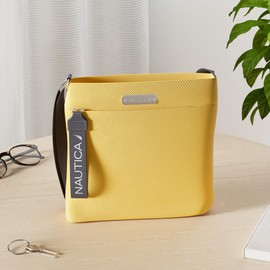 Nautica Women's Diver Nylon Small Crossbody Bag Purse with Adjustable Shoulder Strap Cross Body, Sunny (Yellow), One Size