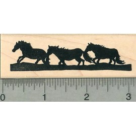 RubberHedgehog Horse Silhouette Rubber Stamp, Three Horses - Great for Borders H36009 WM