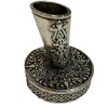 (ST TS) Silver Antique Retro Metal Fountain Pen Holder Ballpoint