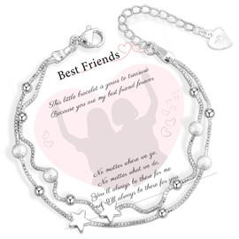 FANCIBAND Friend Gifts Women Silver Bracelet For Women Star Charm Bracelets For Women Birthday Graduation Valentine's Day Christmas Gift For Girls
