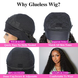 Fronbanis 5x5 HD Lace Deep Wave Bob Wig Human Hair Wear and Go Curly Wigs Pre Plucked Pre-Cut for Beginners Ready to Wear Glueless Closure Wigs Human Hair 180% Density with Elastic Band 16 Inch