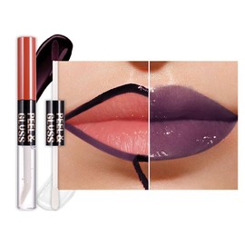 JUAAZIN Lip Stain Peel Off Lip Gloss oil Dual-Ended Combo, Deep Berry Lips Liner Stain Peel Off Tattoo, Long Lasting & Waterproof, Transfer-Proof Lip Tint Stain with Lip oil for All Skin Type 08#