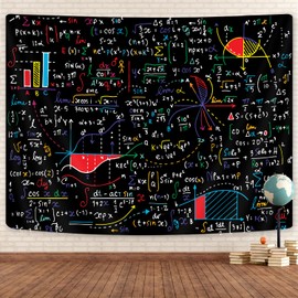 GOAOK Mathematics Wall Art, Math Formulas & Theories Chart - Coordinate Tapestry for Classroom & Student Decor - 60"X40"