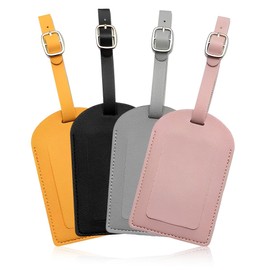 DWFEYOI Pack of 4 Suitcase Tags, Suitcase Tags, Leather, Colourful Luggage Tags for Suitcase, Address Tag, Suitcase for Luggage, Suitcase, Bag, Handbag, Suitcase Tag Air Travel