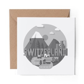 1 x Greeting Card BW - Switzerland Travel Explore Swiss - Blank Birthday Celebration Anniversary #35004